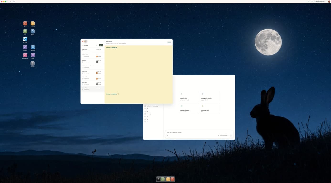 Matrix OS shared terminal sessions with Claude and Codex labels