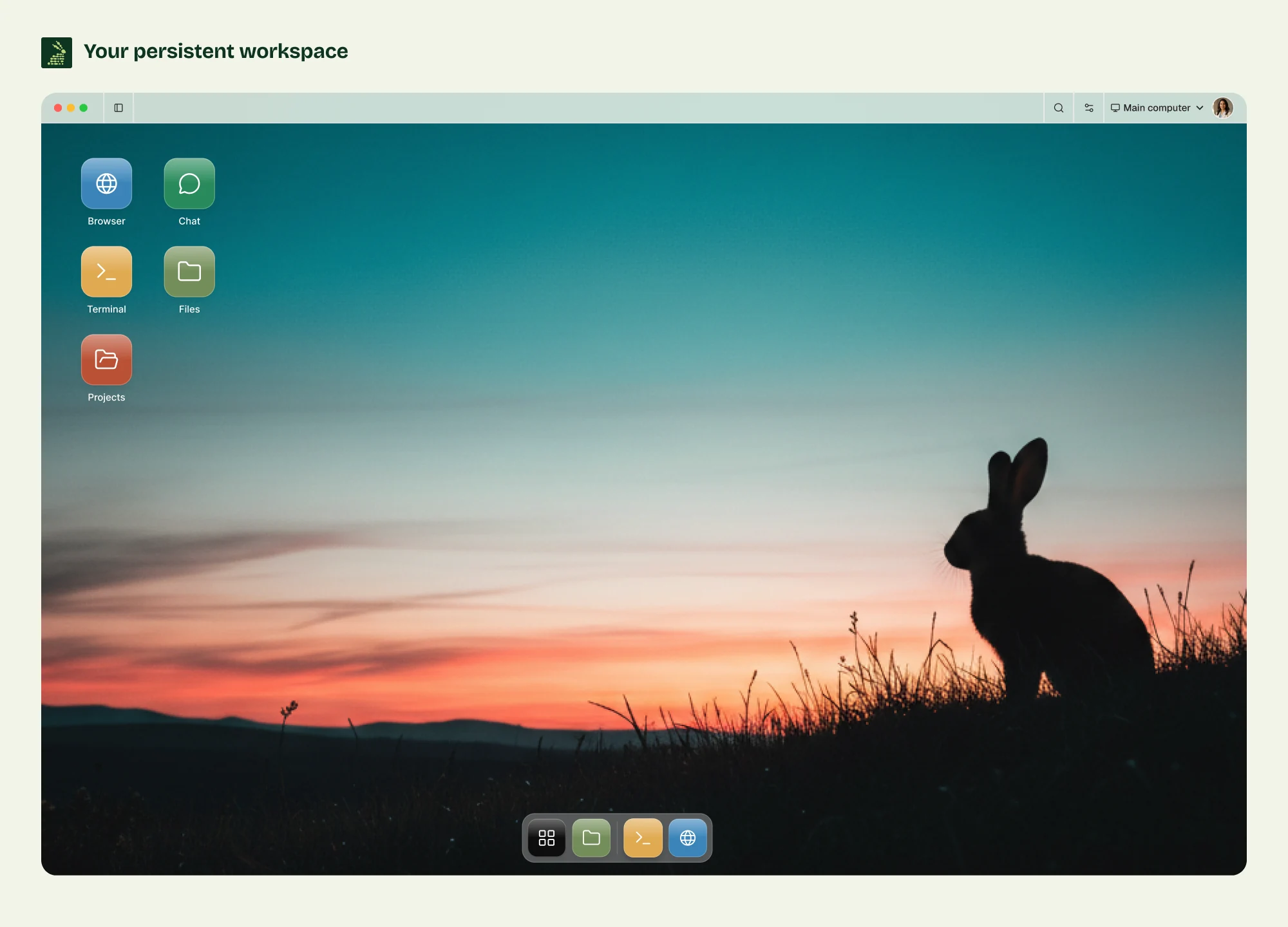 Matrix product mockup showing the desktop, project workspace and agent conversation together.